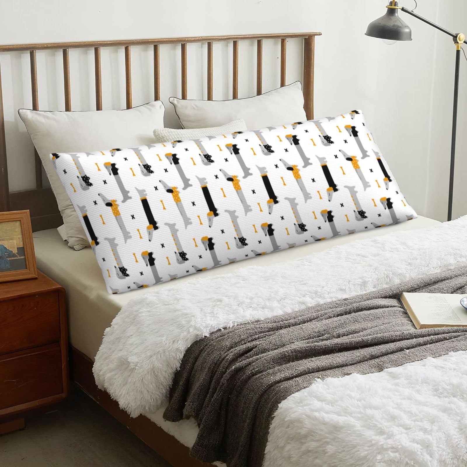 Dachshund, Body Pillow Cover with Zipper,Long Body Pillowcase 20 x 60 in