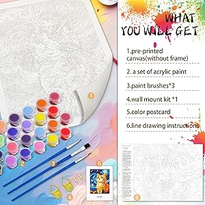 QUITEDEW Paint by Numbers Kit for Adults,Cat Painting by Number Animals,Oil Painting on Canvas for Home Wall Decoration 16x20 lnch