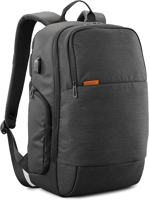 Amazon Brand - Eono Casual Backpack Large Capacity Waterproof USB Charging Port Computer Backpack Multifunctional Business Backpack Men - Black