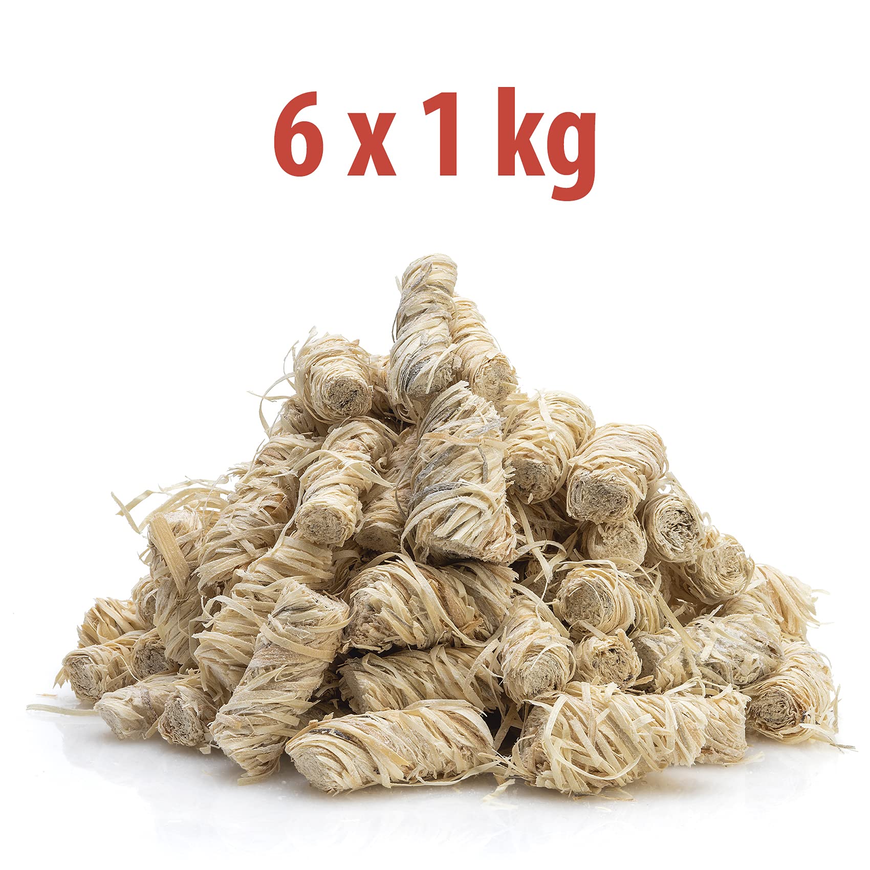 Axtschlag Premium Anzündwolle 6 x 1kg | Holzwolle Wachs Kaminanzünder | ökologischer Grillanzünder Holzanzünder | Anzünder für Kamin Grill Ofen