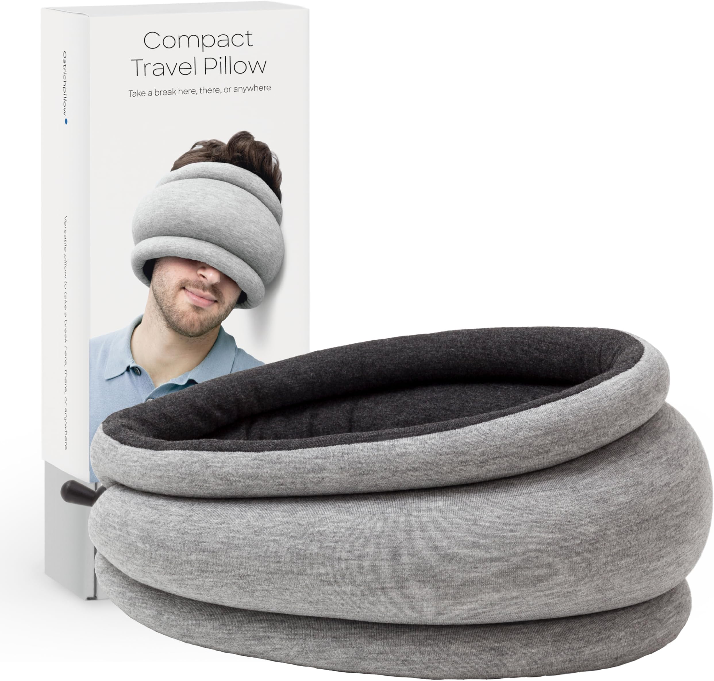 Ostrichpillow Light Commuting, Travel Pillow & Power Nap Pillow - Premium Comfort & Lightweight, Adjustable to Your Head, Small & Versatile, Reversible Design, Easy Cleaning