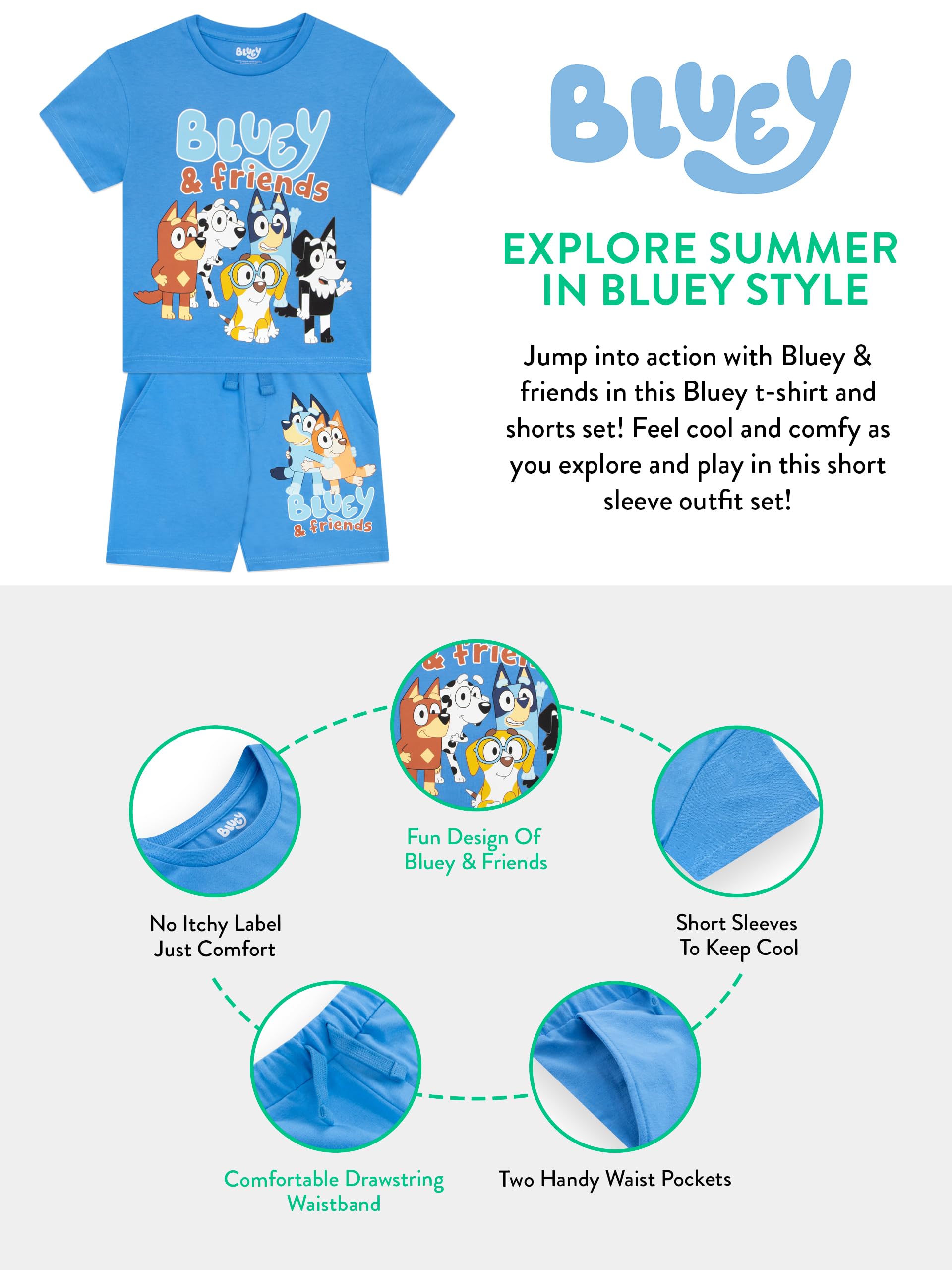 Bluey Ensembles pour garçons | Ensemble de bingo pour garçons | Vêtements d'été pour garçons