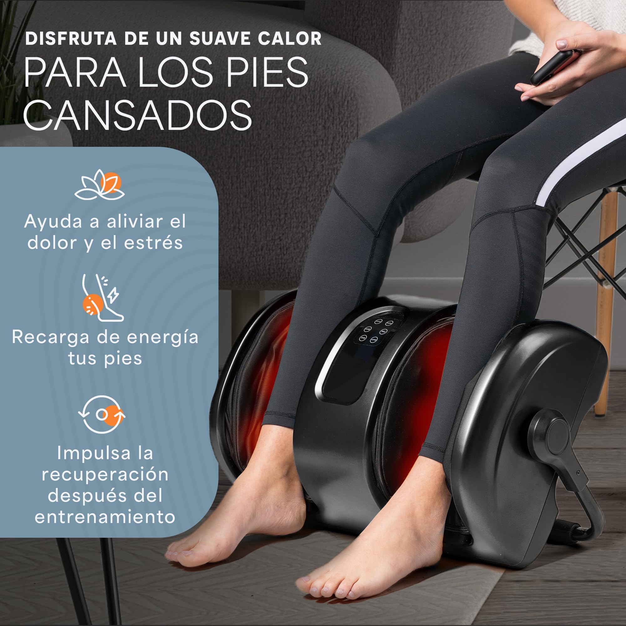 LifePro Eléctrico Shiatsu – Masajeador de Pies con Calor y Compresión para Fascitis Plantar y Piernas Cansadas – Masajeador Pies Profesional para Casa