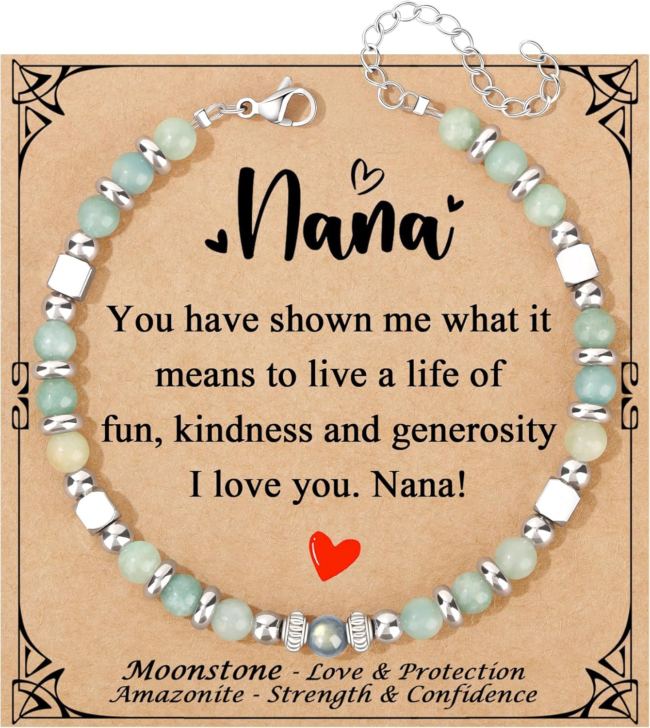 JoycuFF ���������� ������ ���������� ������������������ ���������������� Amazonite Colorful Imperial Jasper Stainless Steel Beads Bracelets, Valentines Mothers Day Birthday Christmas Graduation Gifts