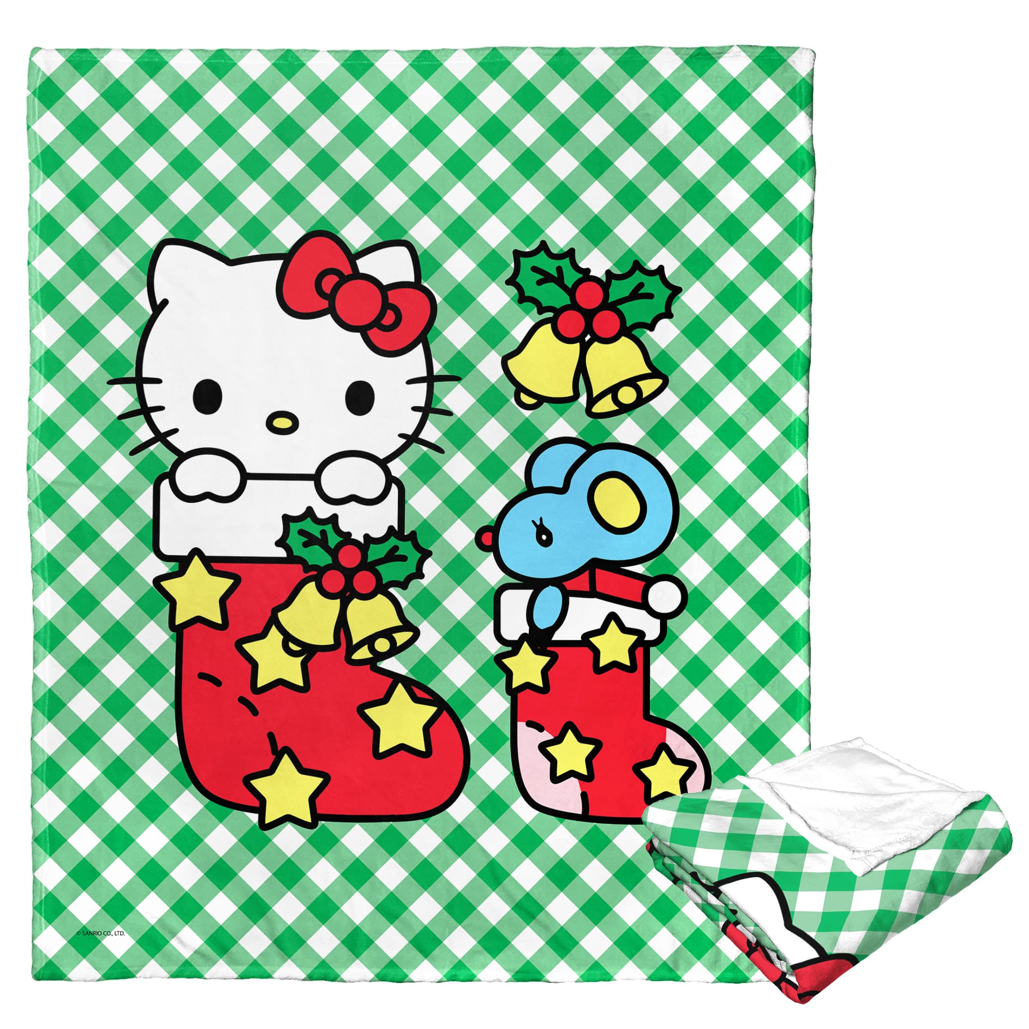Northwest Sanrio Hello Kitty Couverture de Noël toucher soie, 127 x 152,4 cm, sucre d'orge