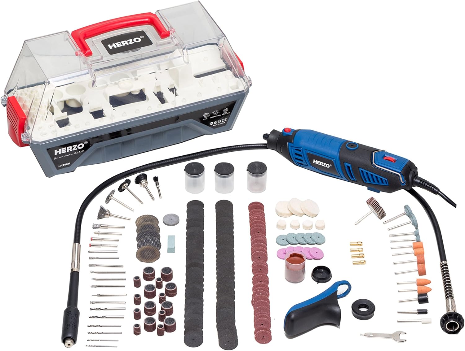 HERZO Multifunctional Rotary Tool kit 170W ,Mini Die Grinder Kit with