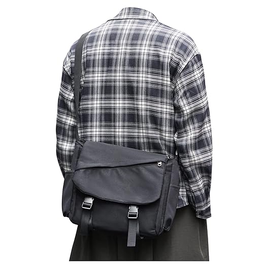 kibachev Small Messenger Bag for School and Men and Women Satchel Bag for Men Crossbody Bag Messanger Bag (Black)