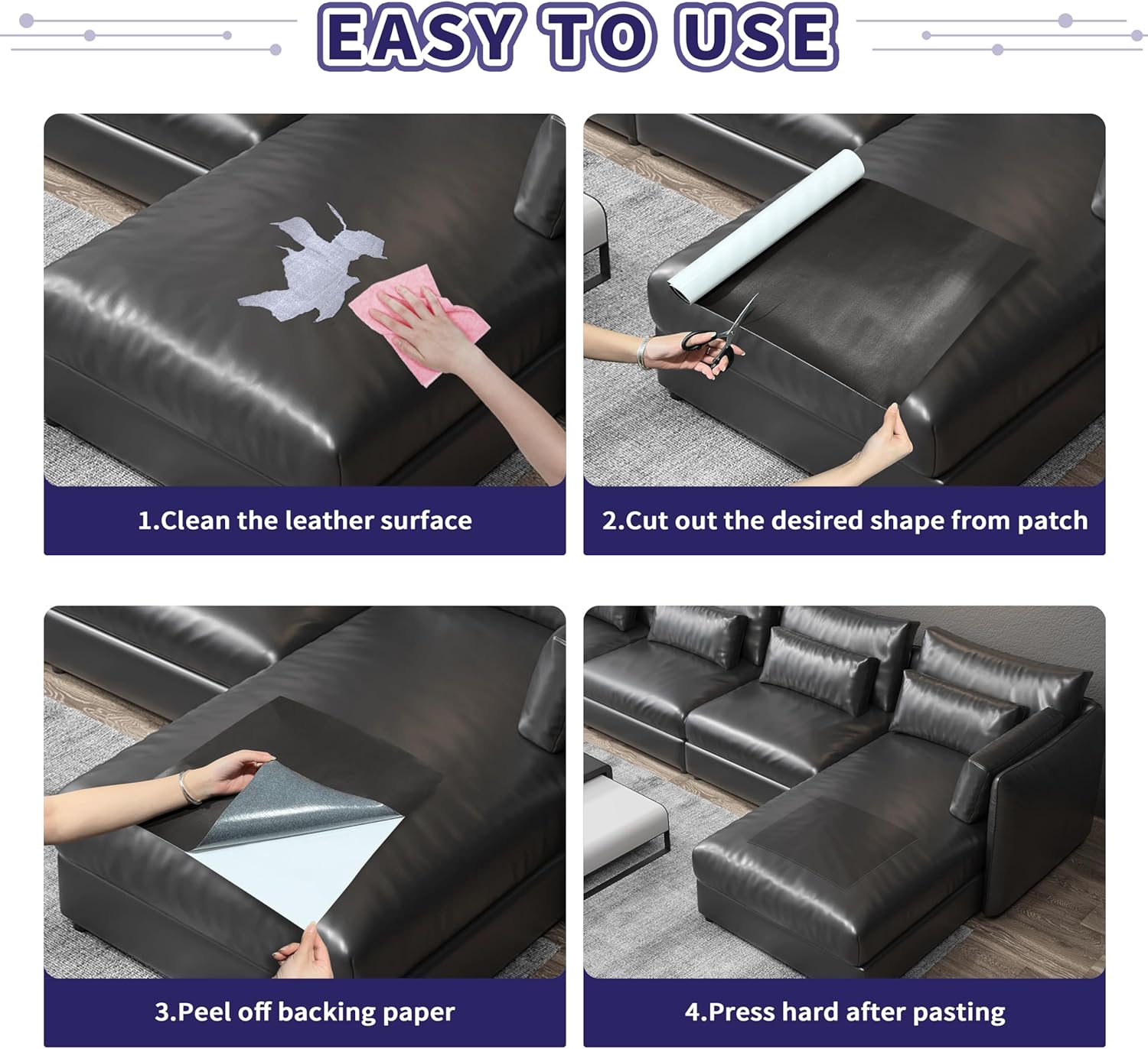 Besezx Leather Repair Patch Tape Kit, Self Adhesive Leather Repair for Furniture, Couch, Sofa, Car Seats,Office Chair,Vinyl Repair Kit.60inx16in