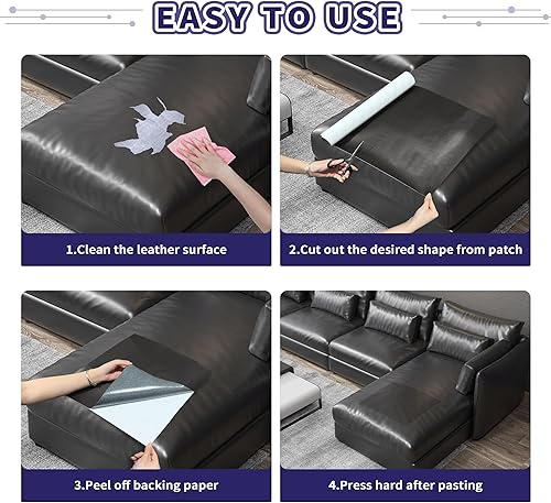 Miniatura 12 de Kit de cinta para reparación de cuero, parche autoadhesivo para muebles, sofá, asientos de automóvil, silla de oficina, kit de reparación de vinilo