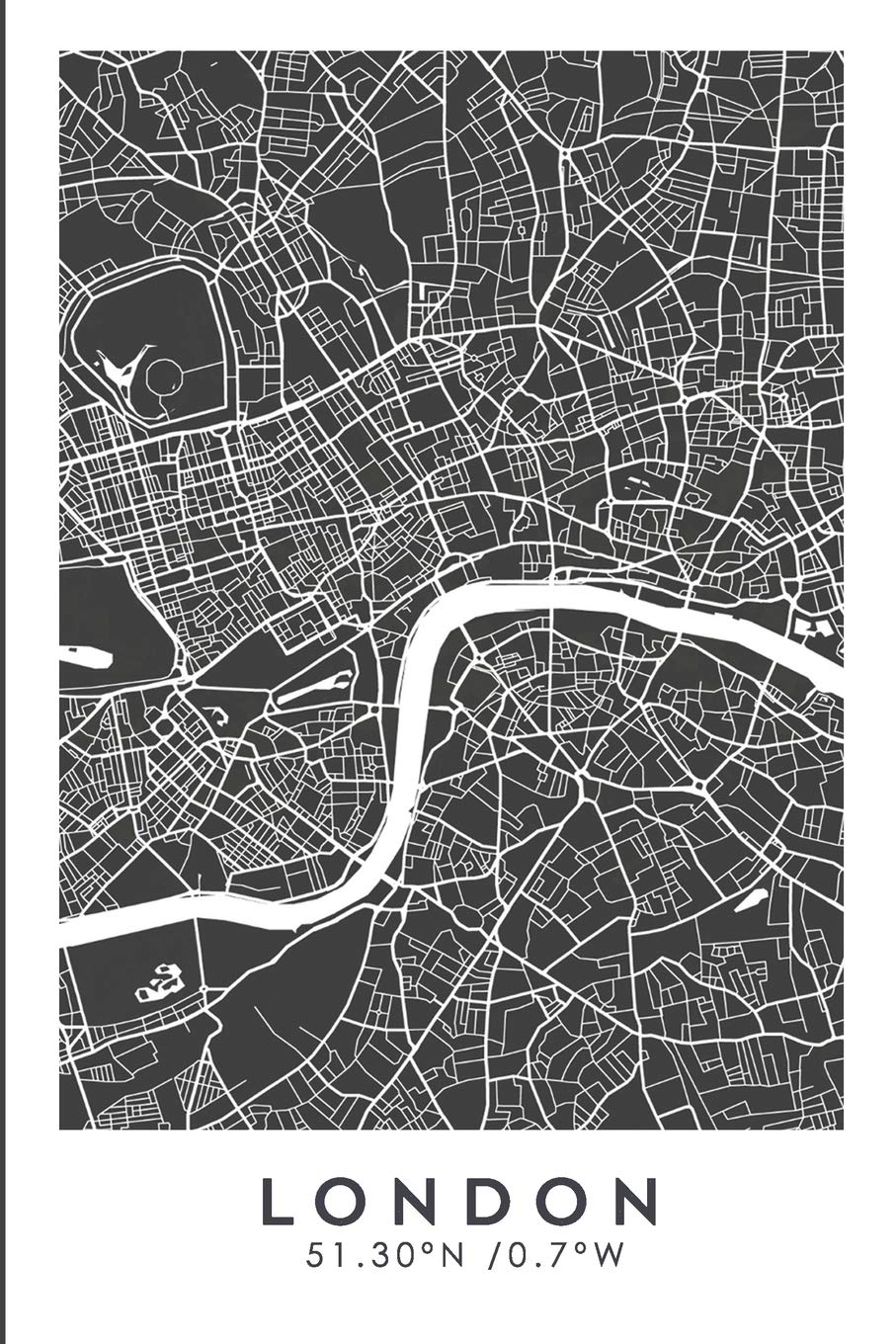 London 51.30°n /0.7°w: Designed in Barcelona, Travel Journal Notebook, Bullet Journal Book, Diary, Memoir, Sketchbook, Travel Writing, Bujo, Dot Grid, Travel Planner, City Map,