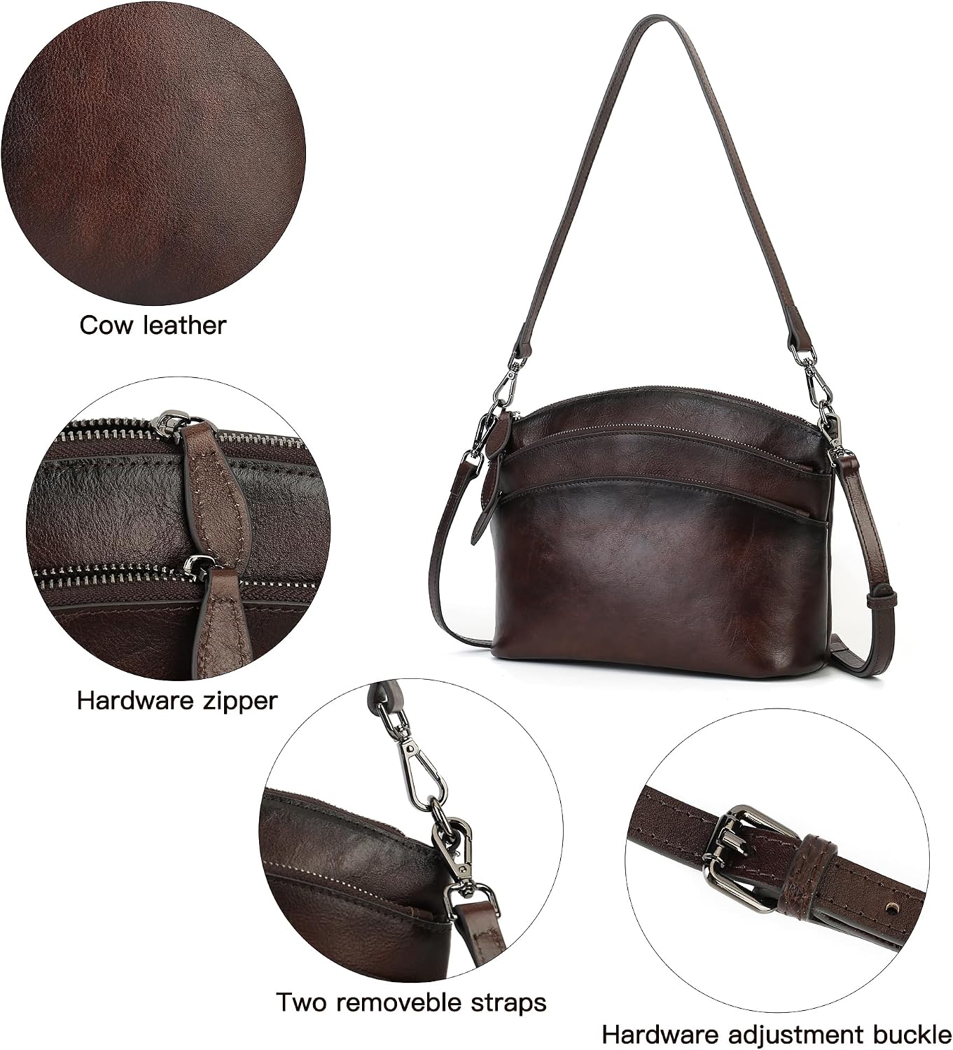 Genuine Leather Purses for Women Hand Bags Vintage Crossbody Bags for Women Shoulder Bag | Genuine Leather, Purses, for Ladies, with Two Strap