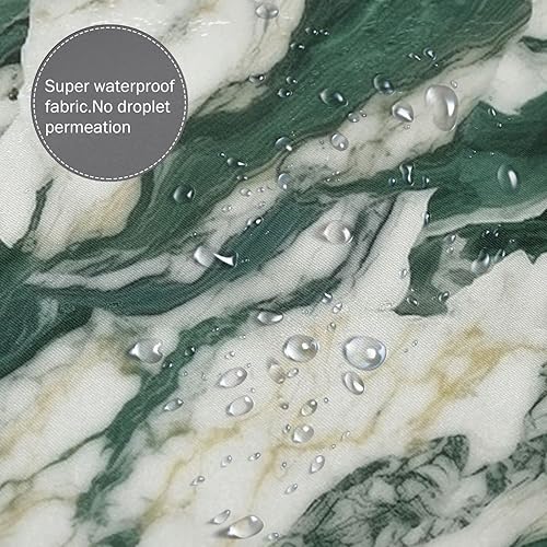Miniatura 4 de TIYAANDSY Cortina de ducha con textura de mármol para baño, juego de cortina de ducha bohemia de lujo de tinta verde y blanca, líneas abstractas,