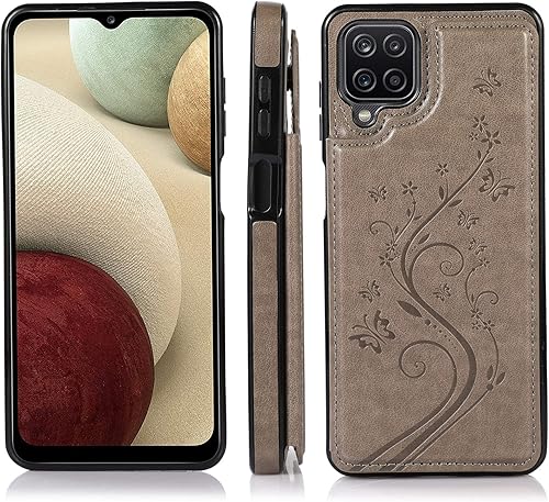 Miniatura 10 de Asuwish Funda de teléfono para Samsung Galaxy A12 con protector de pantalla de vidrio templado, soporte de tarjeta, funda de cuero con tapa para
