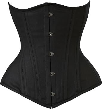 Corsets Island Double Steel Boned Underbust Waist Trainer Corset Shaper Hourglass Womens Black Twill Cotton Corset