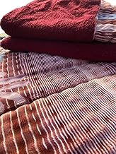 Luxury Bedding Set, Leaves Design, Brown and Burgundy Striped Pattern, Modern Bedding Set_3 Piece Set(1 Comforter + 2 Pillowcases)