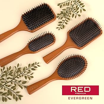 Amazon.com : Red by Kiss Evergreen Wooden Square Paddle Hair Brush