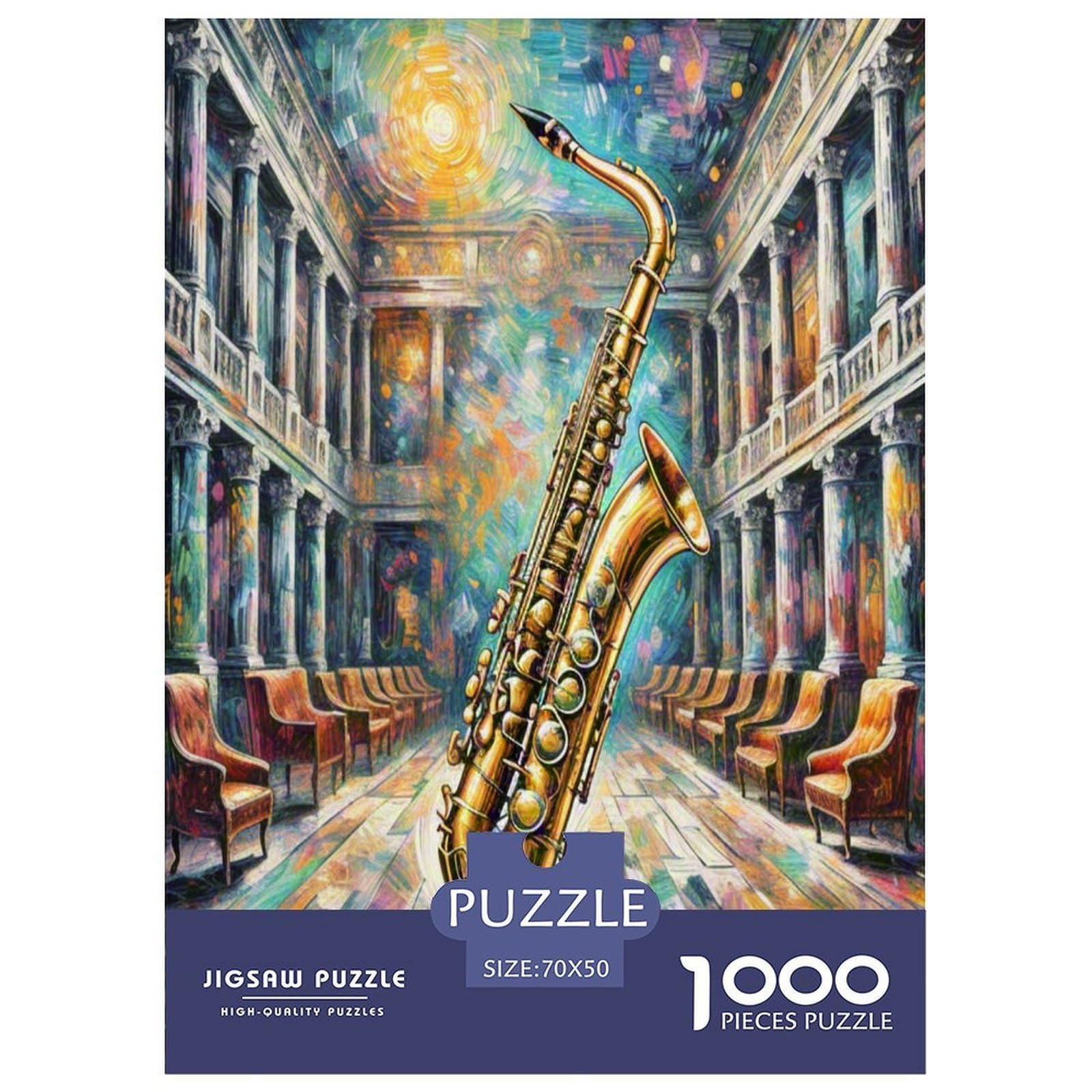 Puzzle saksofonowe dla dorosłych i dzieci. 1000 sztuk świetnych prezentów wyzwanie zabawka edukacyjna dekoracja domu dla dorosłych i dzieci w wieku od 14 lat 70 x 50 cm / 1000 szt