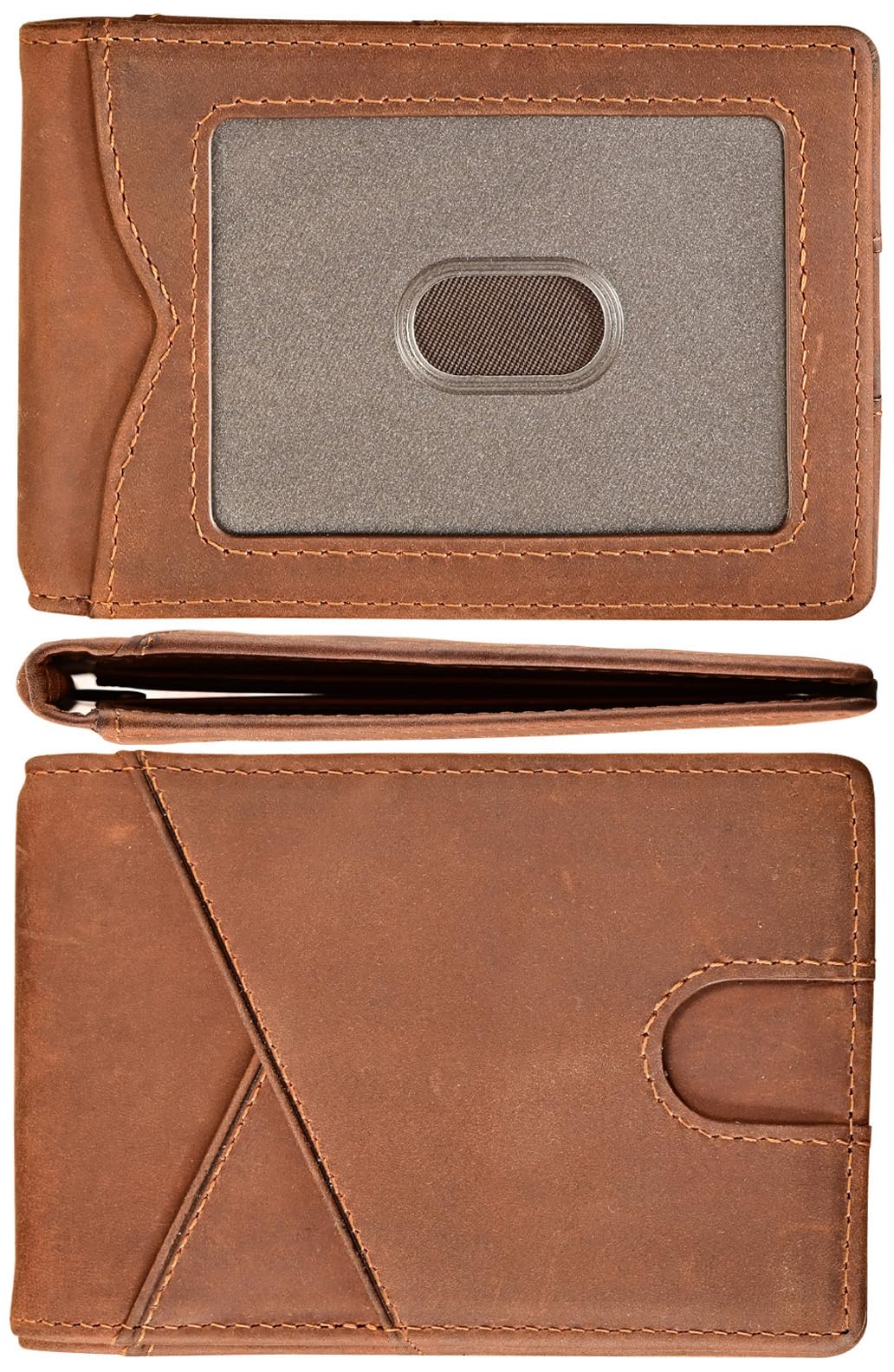 Cartera Vertical Corta De Cuero Genuino Para Hombr - China