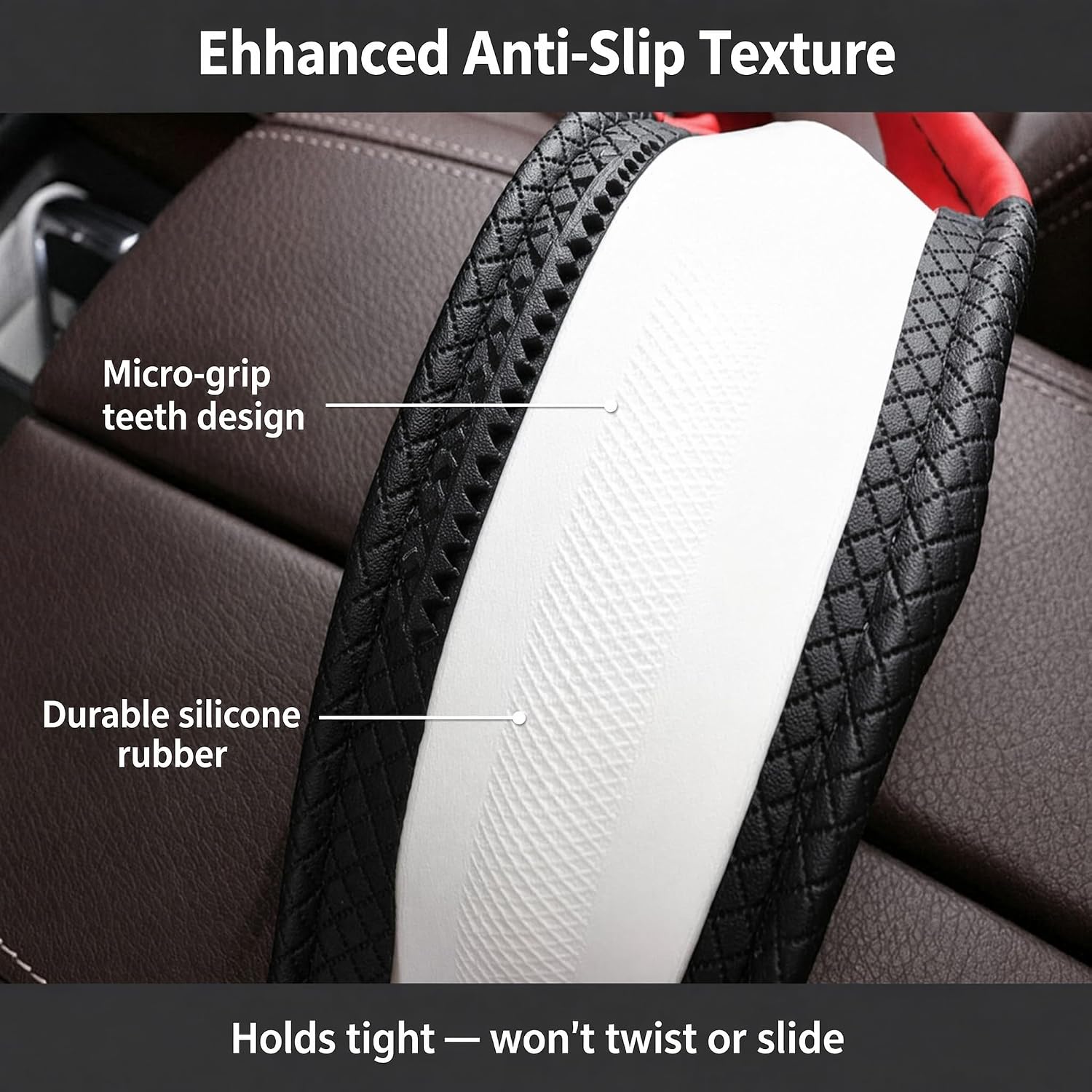 SHIAWASENA Cute Car Steering Wheel Cover with Embroidery Pattern for Women Girls, Short Flannel, Universal 15 inch (A#)