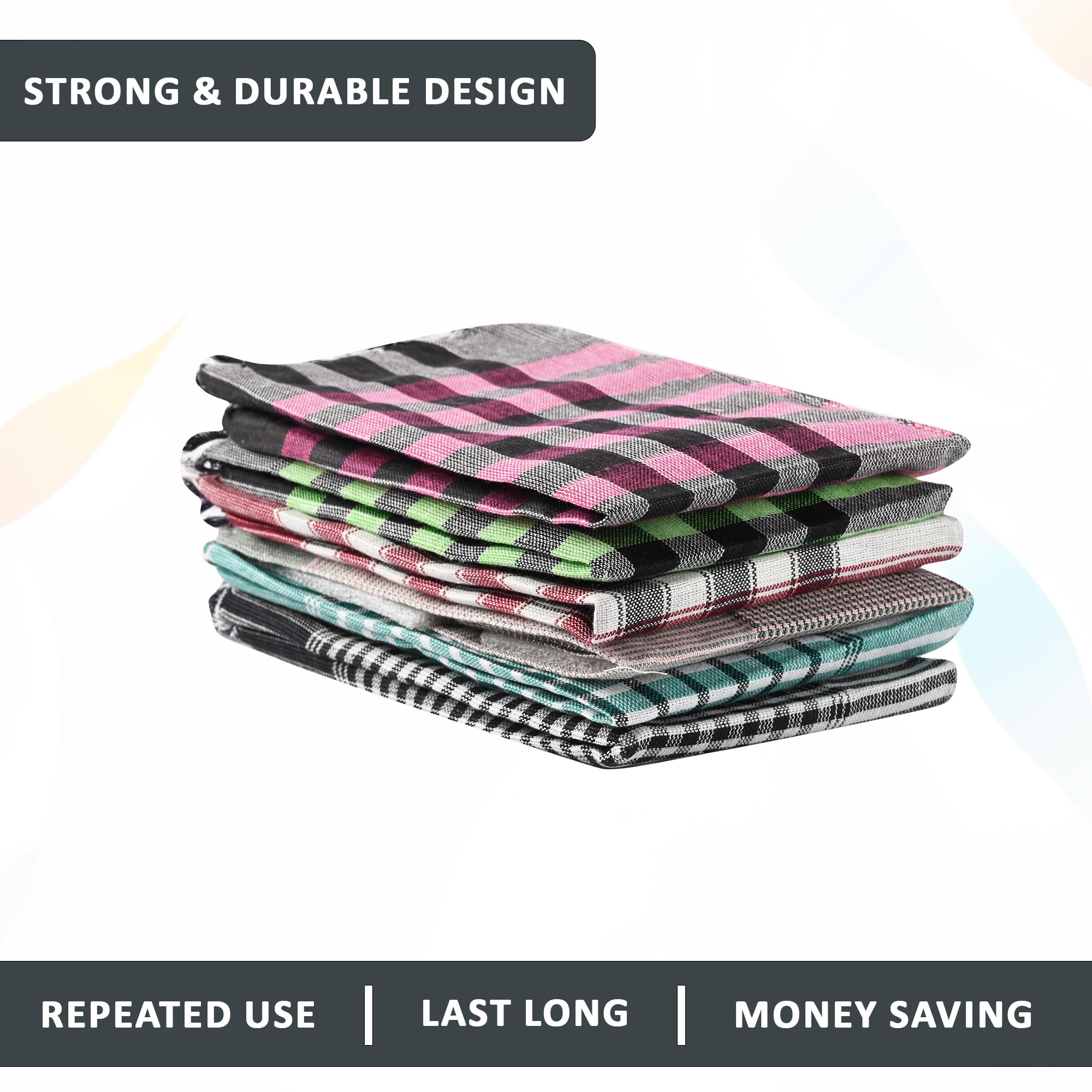 Urbane Home Pack of 6 Cotton Kitchen Cloth/Napkins | Fridge, Kitchen Cleaning & Checkered Roti Napkins | 19x19 Inches - Multicolour 4