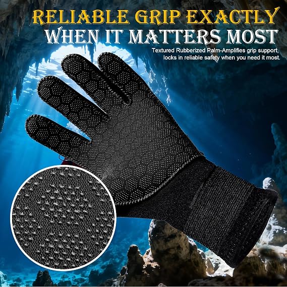 nitescuba Neoprene Gloves 3mm Diving Golves Anti-Slip, Wetsuit Gloves with Adjustable Strap for Diving Scuba, Snorkeling, Surfing, Kayaking and Ice Fishing