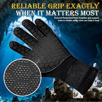 nitescuba Neoprene Gloves 3mm Diving Golves Anti-Slip, Wetsuit Gloves with Adjustable Strap for Diving Scuba, Snorkeling, Surfing, Kayaking and Ice Fishing