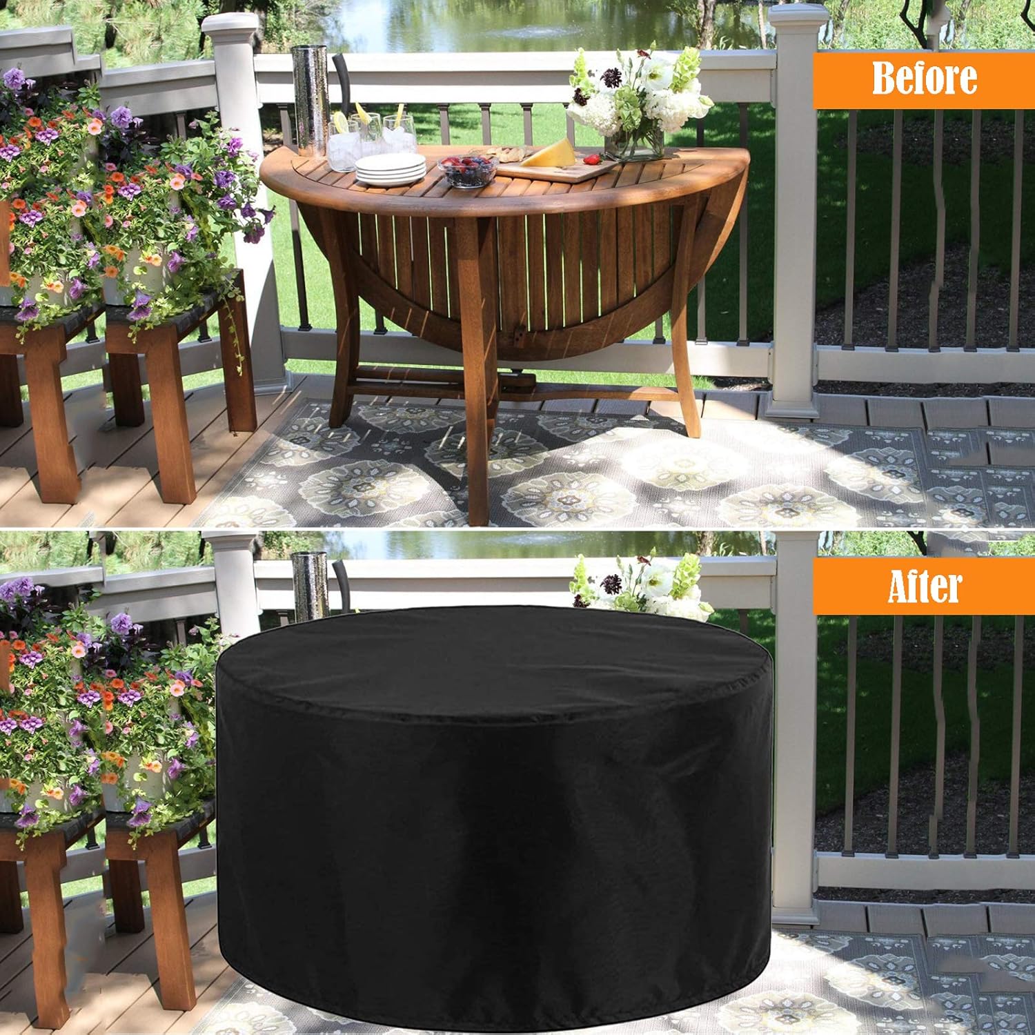 Patio Furniture Covers Waterproof 30x23in, Outdoor Garden Furniture Covers, Round Patio Table Cover, Snowproof Windproof Dust Resistant Heavy Duty - for Table Chair Sofa