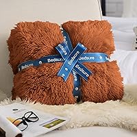 Vista 5 de Bedsure GentleSoft Fluffy Burnt Orange Throw Blanket Fall Decorations for Home, Terracotta Blanket Fall Decor for Living Room, Soft Sherpa Fleece