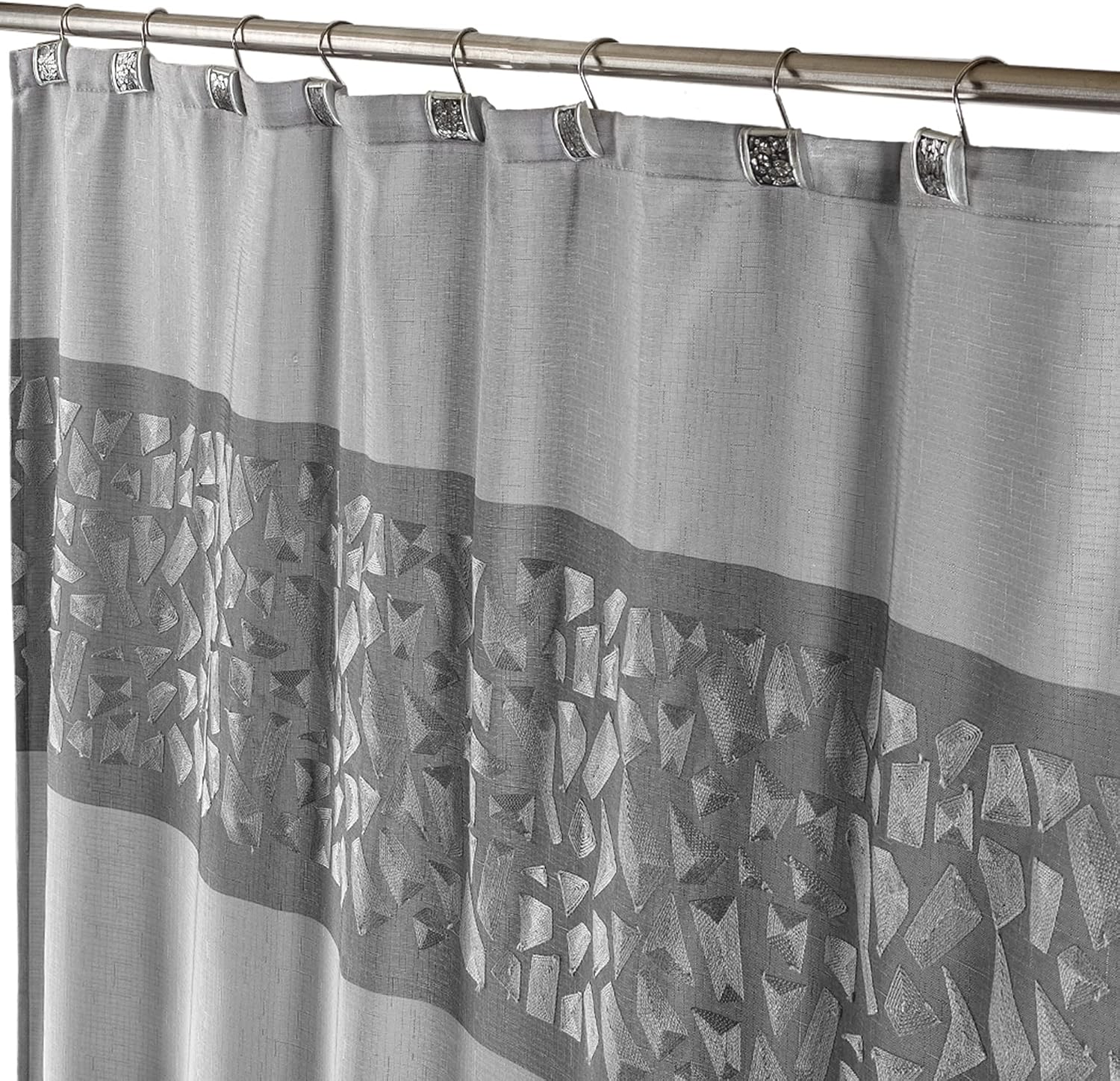 Decorative Fabric Grey Shower Curtain for Bathroom - Includes Free PEVA Liner - Hotel Quality Decorative Gray Bathroom Shower Curtains Fabric, Water Repellent 72 x 72 inch, Heavy Duty 290 GSM