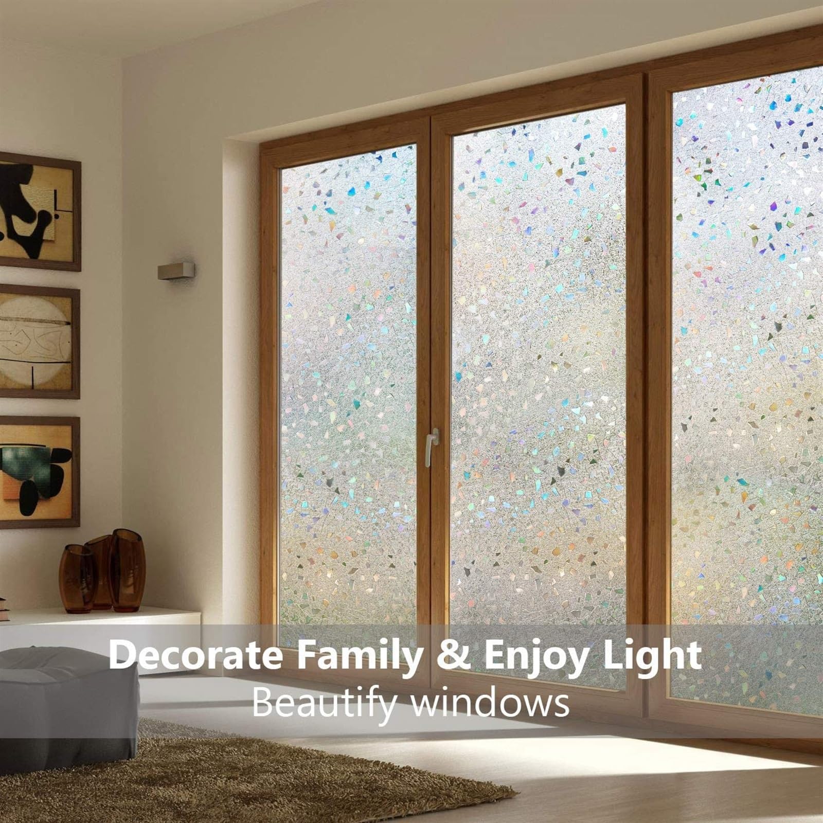 Película de privacidad para ventanas Película de ventana decorativa arcoíris, película de privacidad de ventana teñida, adhesivo estático de vidrio esmerilado for puerta de vidrio for el hogar, diseño
