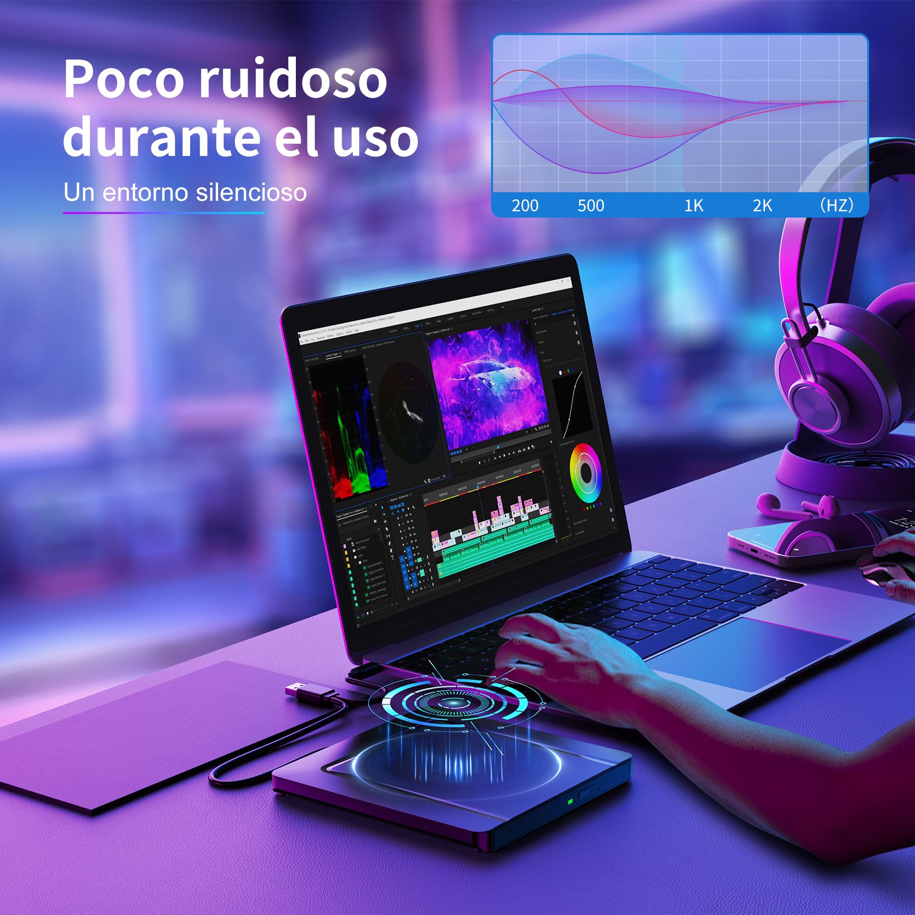 Zewnętrzny napęd CD/DVD z torbą do przechowywania, czytnik DVD USB 3.0 +/-RW-Rom, kompatybilny z laptopem, komputerem stacjonarnym Mac, Windows 11/10/8/7