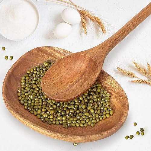 Miniatura 3 de Juego de 2 cucharas de madera grandes de 12 pulgadas para utensilios de cocina, espátula de madera, mezcla, cucharas de servir, cuchara de mango