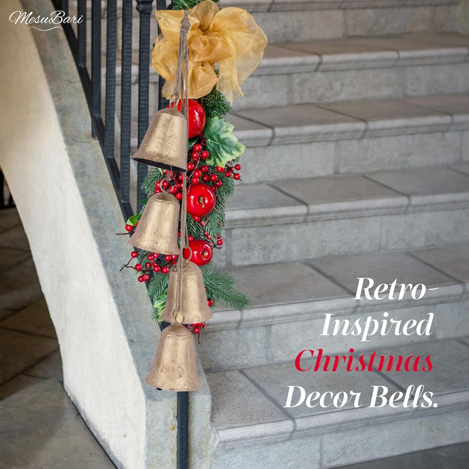 Decorative Harmony Rustic Wind Chimes Cowbells - 1 Piece with 4 Hanging Bells with Jute Hanging Rope for Home Decor, Wall Hanging and Christmas Decor - Image 7