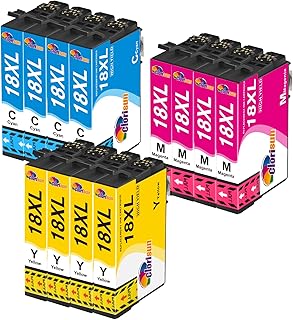 Clorisun 18XL Ink Cartridges Multipack for Epson 18 XL Ink for Epson Expression Home XP-322 XP322 XP-305 XP305 XP-312 XP312 XP405 XP-202 XP-215 XP-415 XP-422 XP-405 XP-225 XP-412 XP-425(12 Colour)