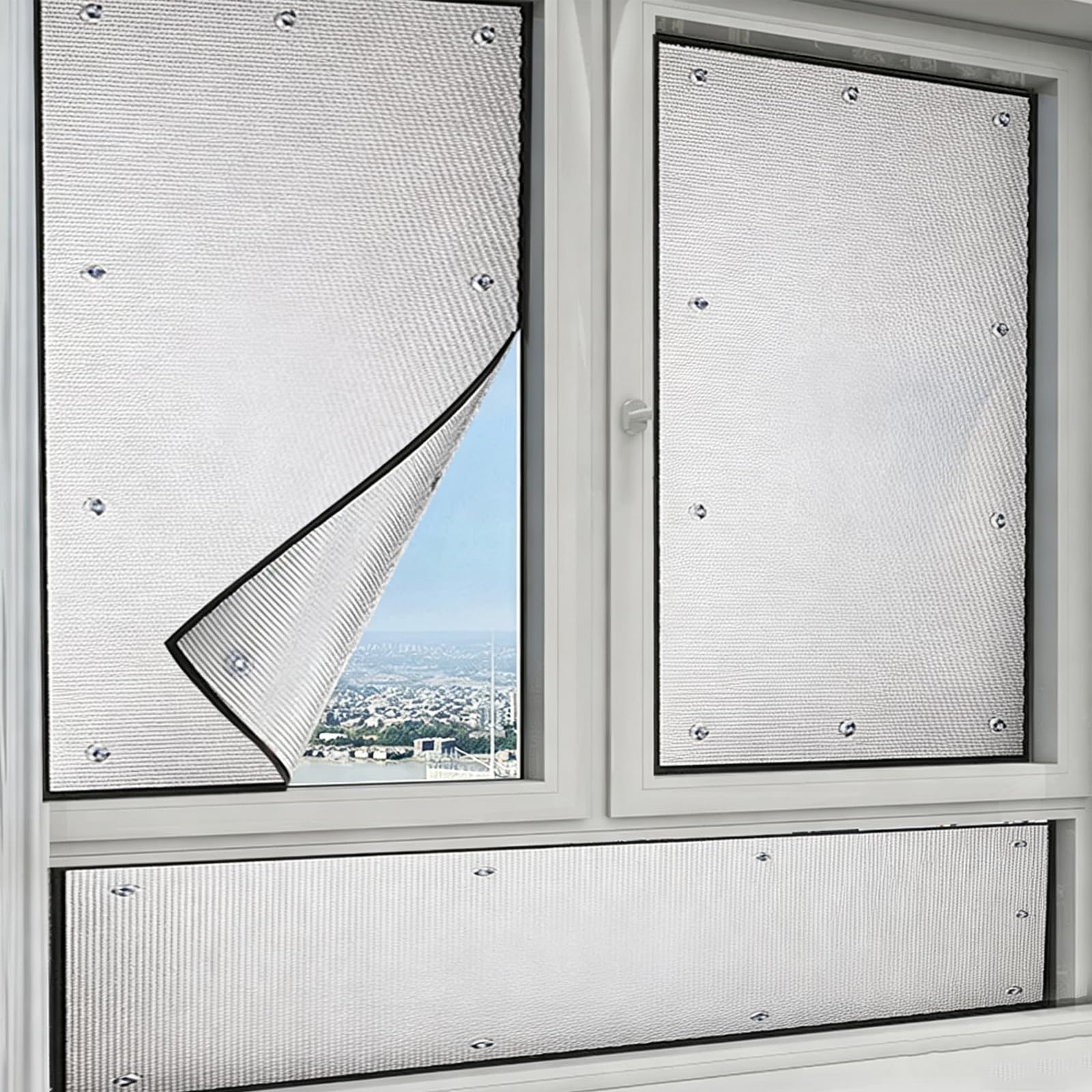 No-Glue Window Film,Aluminum Foil Thermal Insulation Reflective Window Film (70x100cm)