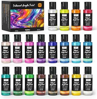 Nicpro 20 Colors Iridescent Acrylic Paint Set,2oz Chameleon Metallic Paint