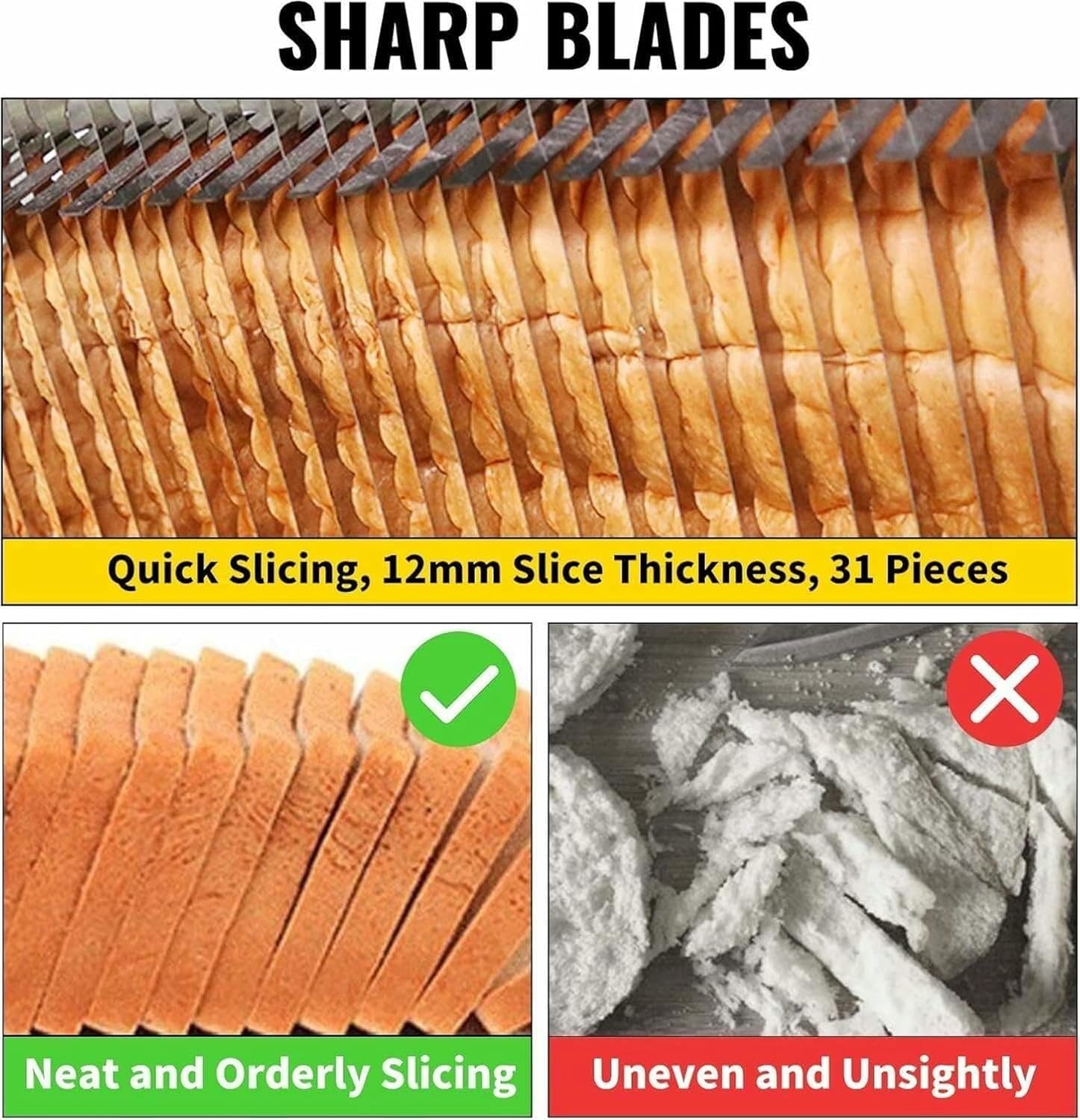 Commercial Bread Slicer, Electric Bread Cutting Machine,12mm Thickness Electric Cutting Machine, 31PCS Bakery Cutter, Kitchen Appliance Toast Processor, For Bakery, Coffee Shop