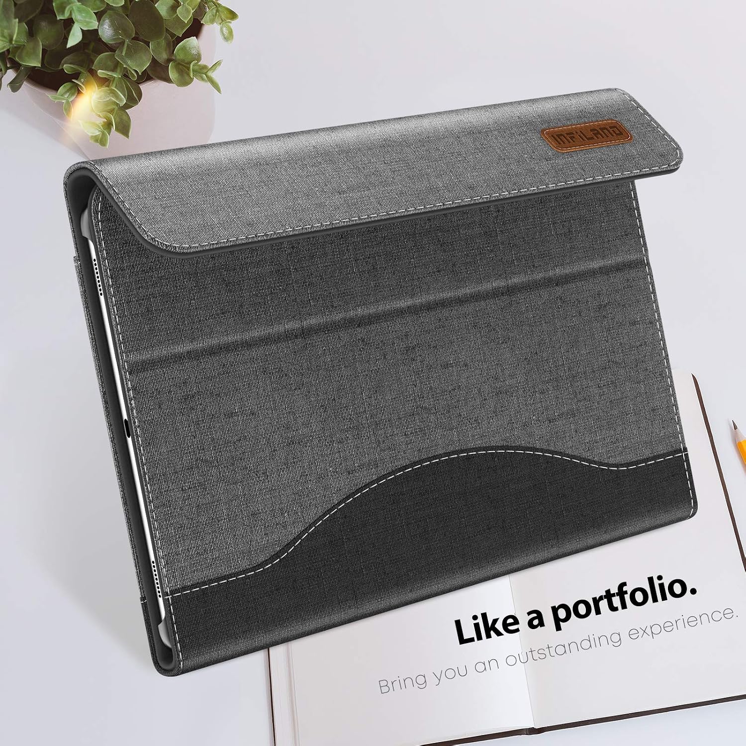 INFILAND Galaxy Tab S6 10.5 Case, Support S Pen Wireless Charging, Multi-Angle Business Cover Built in Pocket Fit Samsung Galaxy Tab S6 10.5 Inch Model SM-T860/T865/T867 2019 Release, Gray