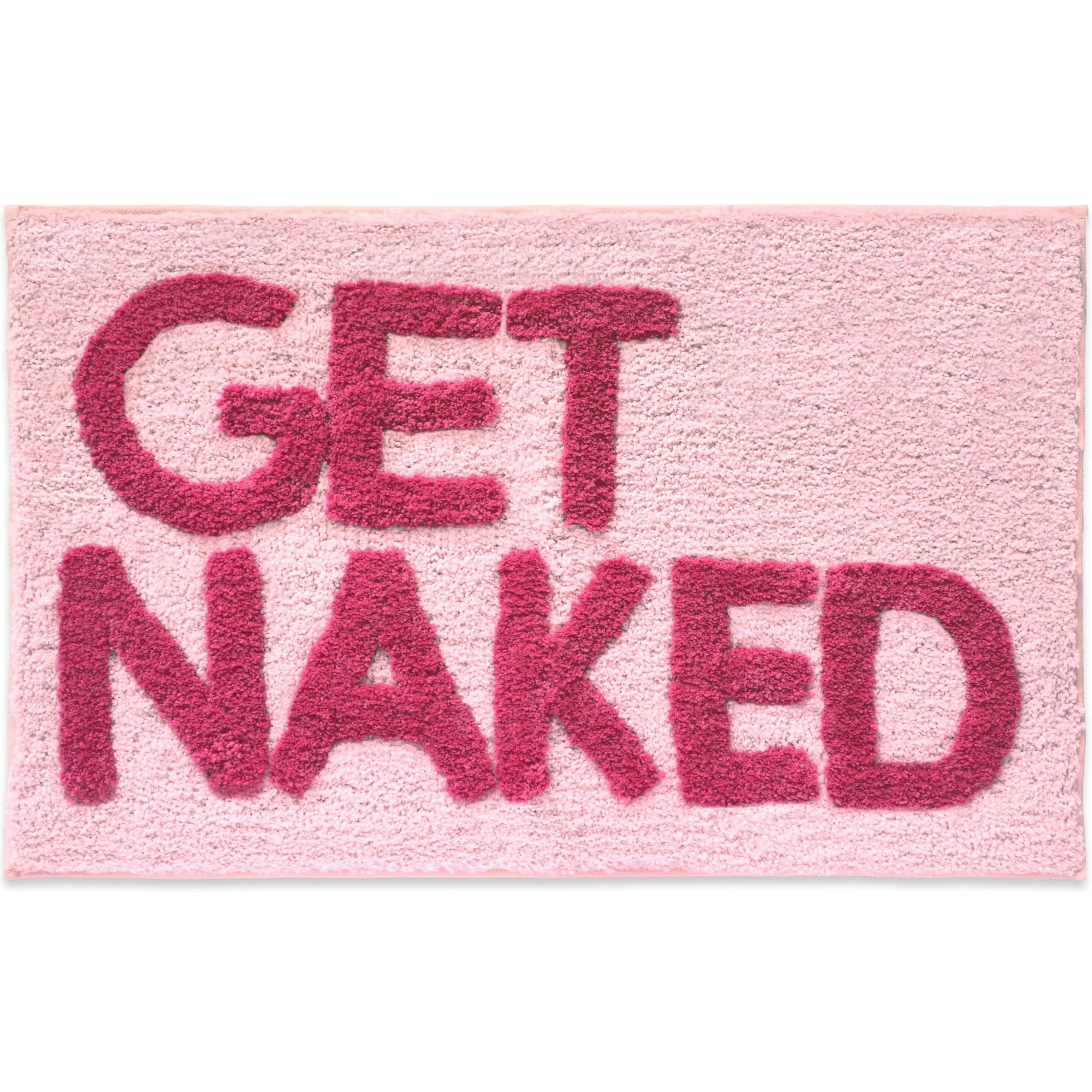 New Mungo Get Naked Bath Mat Pink - Hot Pink Bathroom Rug, 31" x 20"