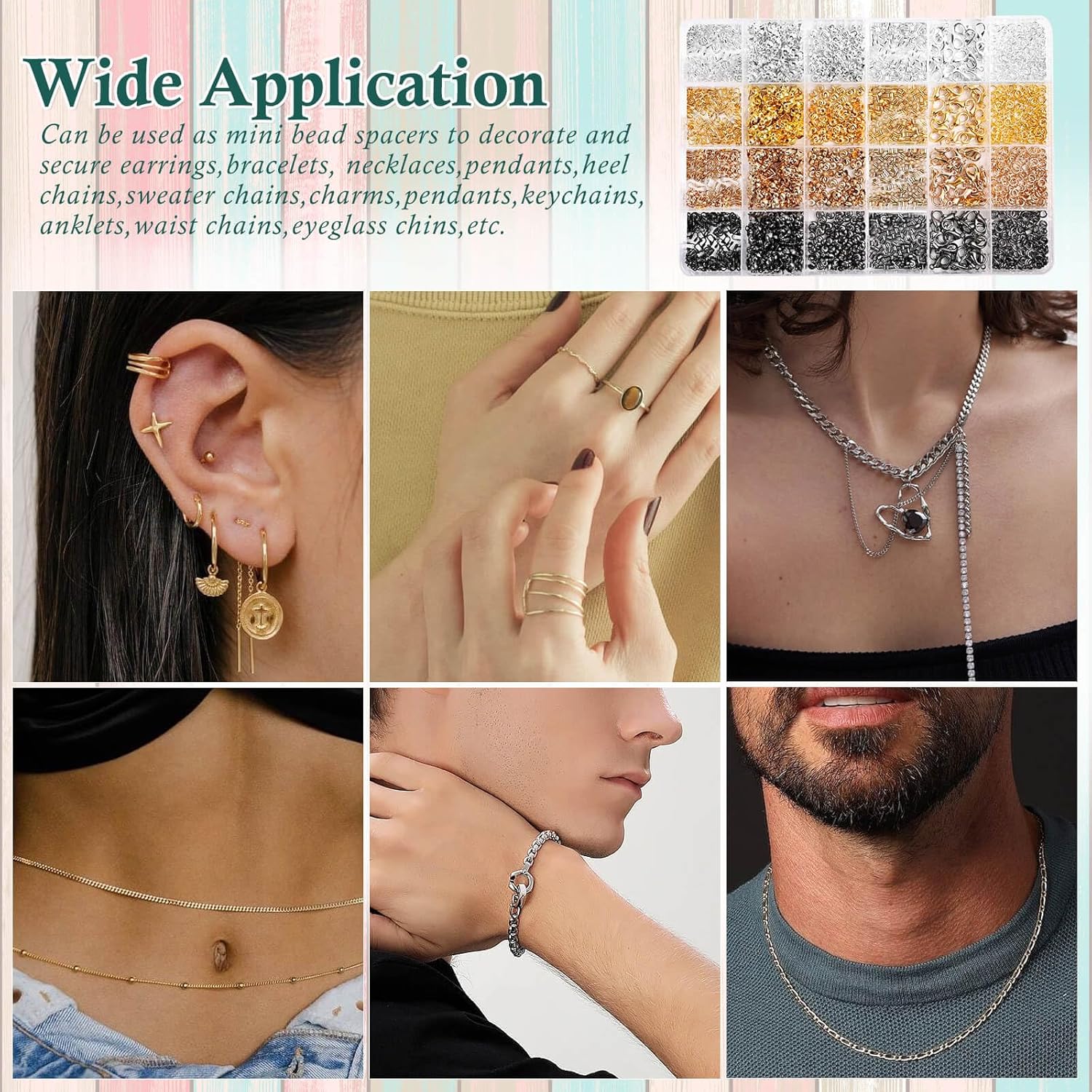 Acejoz 2160 Pieces Crimp Beads Kit for Jewelry Making, Knot Covers, Crimp Bead Covers, Crimp Tubes, Jump Rings and Wire Guardians with Crimping Pliers, Elastic String for Bracelets Necklaces Making - Image 6