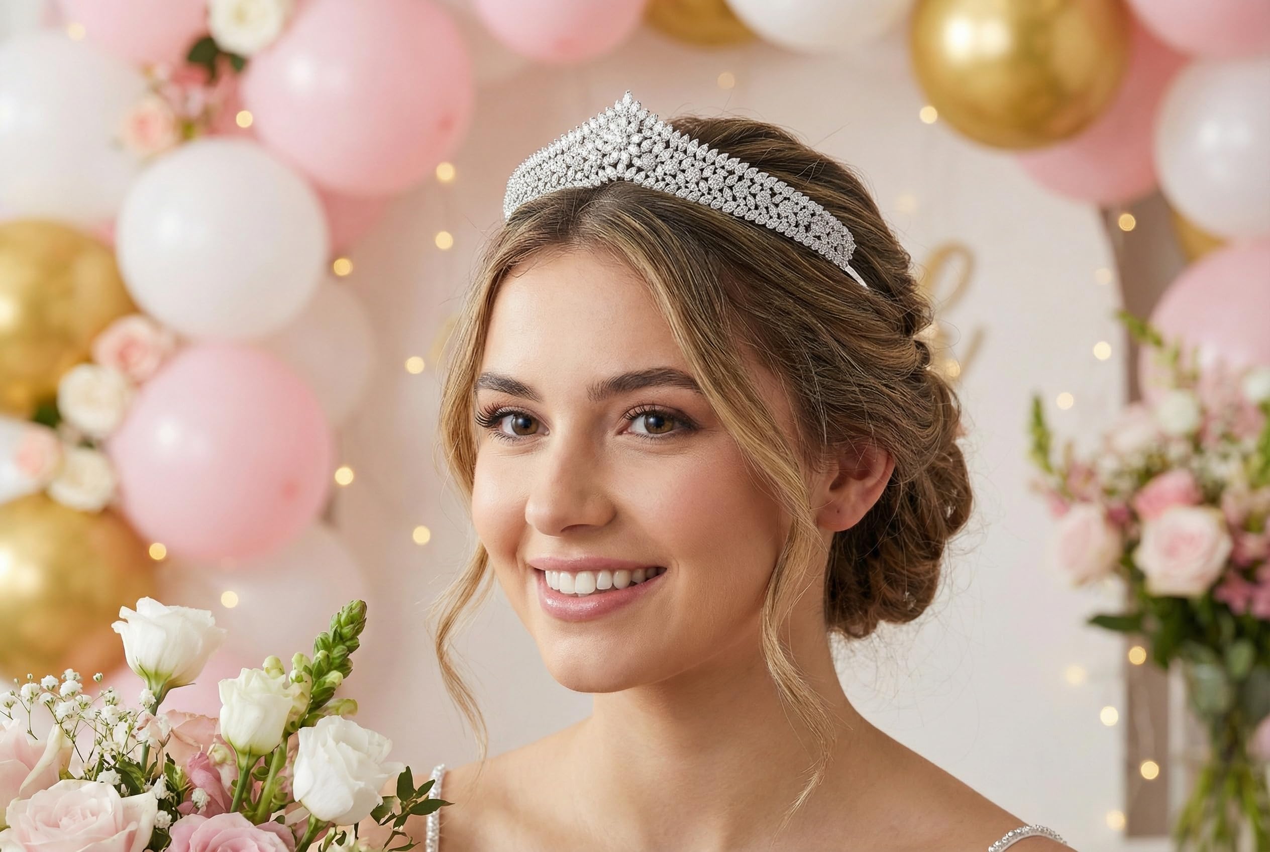 Tiaras de boda con circonita cúbica para novia, pequeñas y dulces de 16 cumpleaños, graduación, reina, coronas, concursos, coronas para 15 años, quinceañeras 2023, accesorios para el cabello de plata