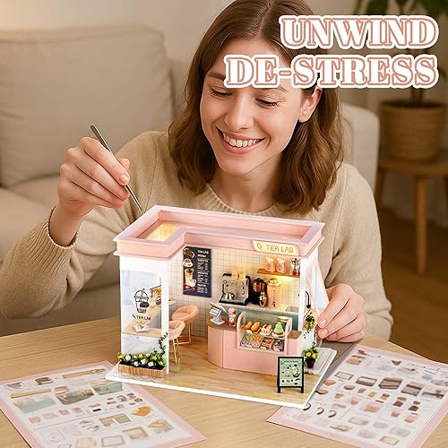 Miniatura 4 de Flever Kit de casa de muñecas en miniatura para bricolaje, habitación creativa con muebles para regalo romántico de San Valentín