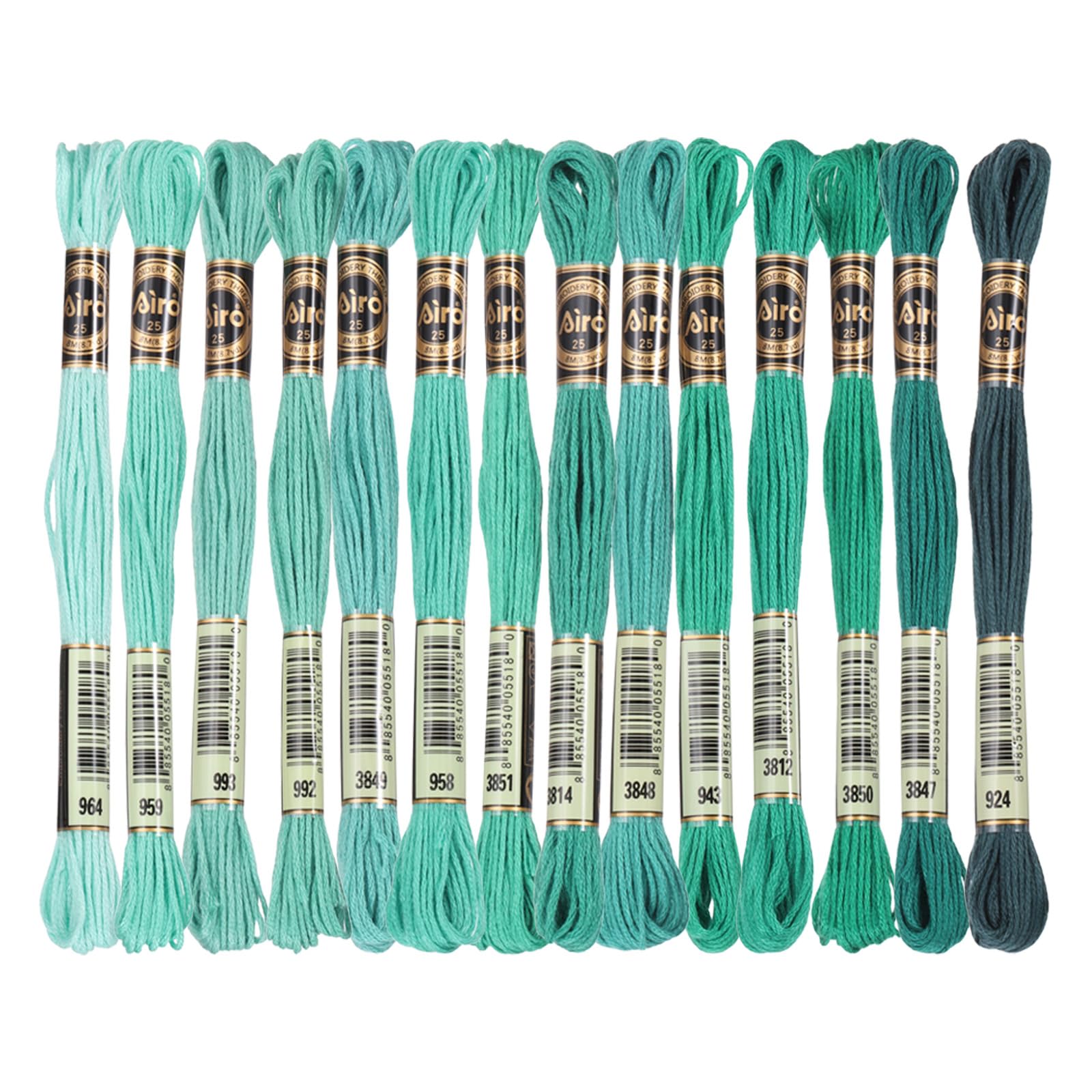 PATIKIL 14 Skeins Embroidery Floss, Polyester Embroidery Threads Bracelets String for Cross-Stitch Hand Embroidery, Multicolored Green
