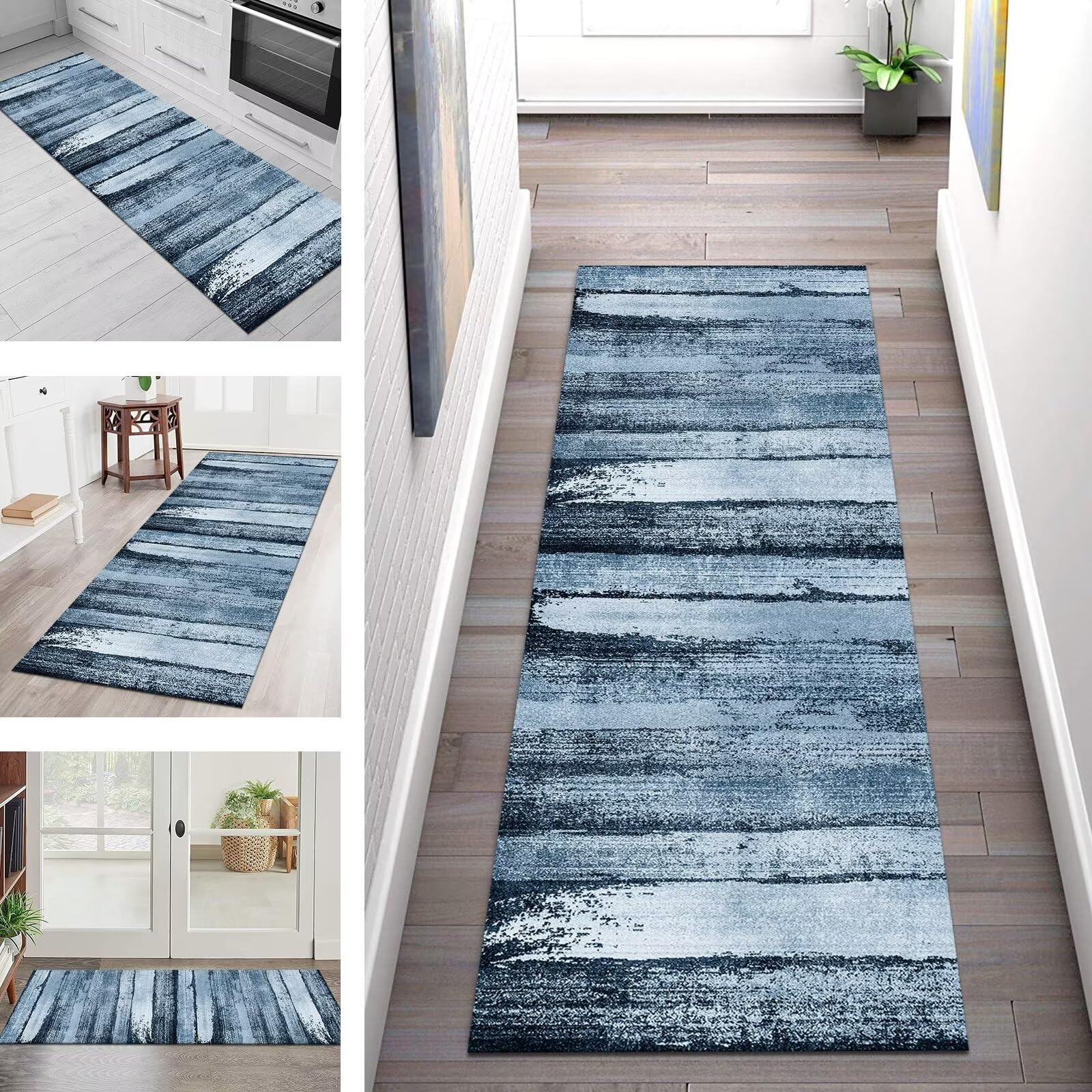 Tapete de cocina antideslizante azul de 40 x 60 cm, tapete de entrada para interiores, tapete suave para entrada, tapete versátil para sala de estar y decoración del hogar.
