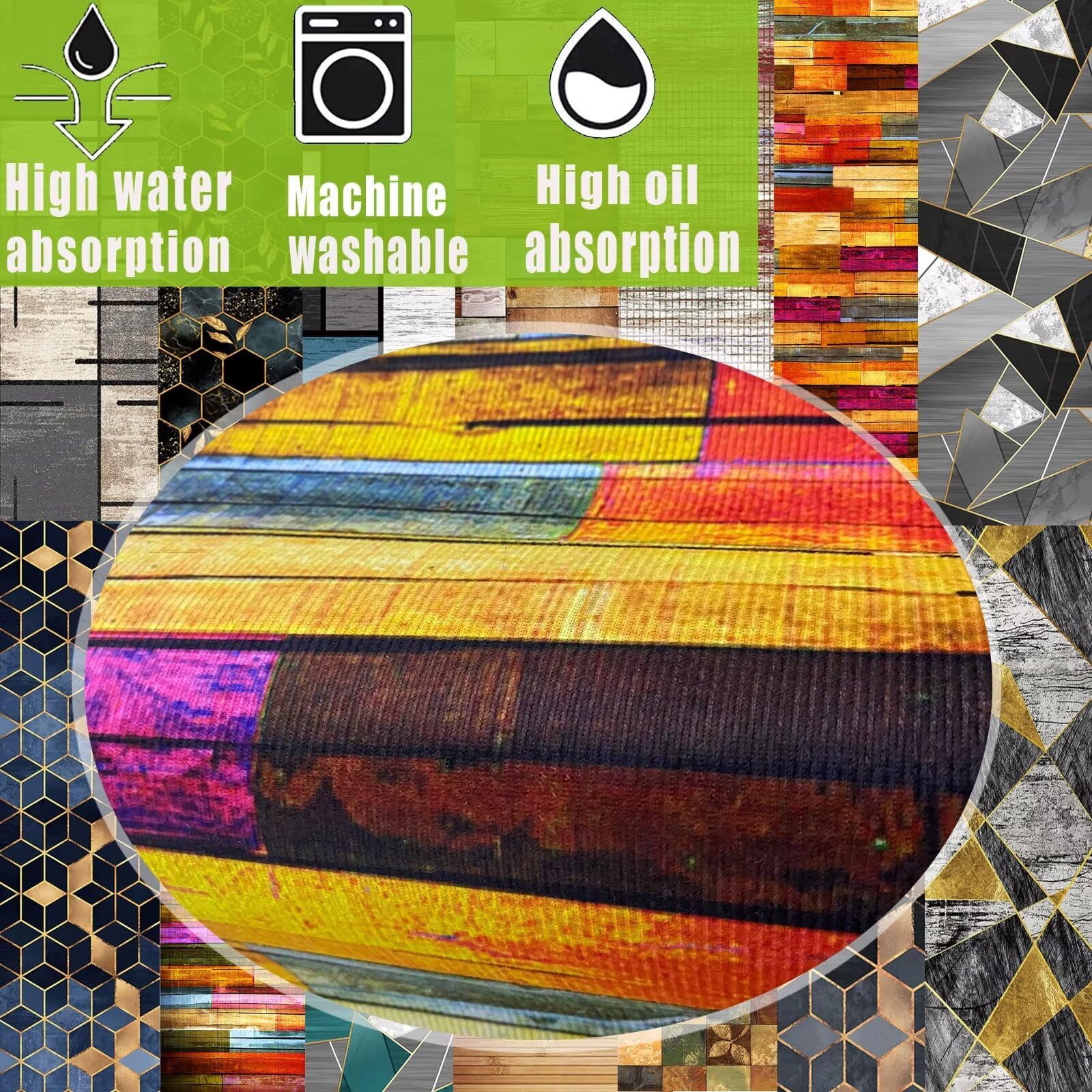 Küchen Teppiche Läufer Waschbarer Teppich Grau Kitchen Mats and Rugs Grau Beige Teppich Läufer für Wohnzimmer Flur Büro Schlafzimmer Küche 60x340cm Stil A