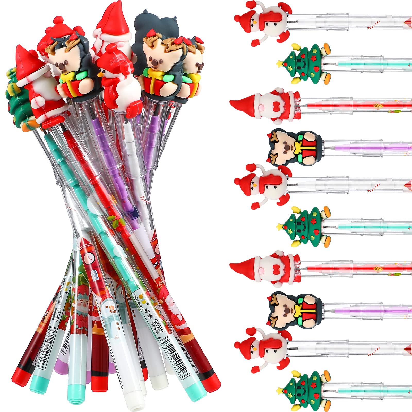 Toyvian 16Pack Matite di Natale Matite Non per Affilare a Punta Impilabile Matita Push Bambini Matita Impilabile Babbo Natale Albero Cervo Pupazzo di Neve di Natale