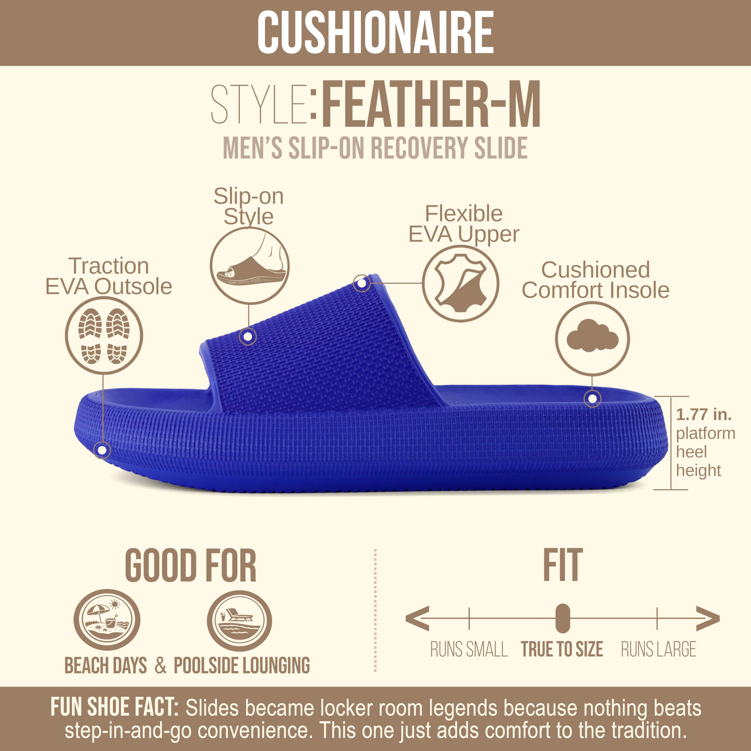 CUSHIONAIRE Tobogán de Piscina de recuperación Feather Cloud para Hombre con +Comfort