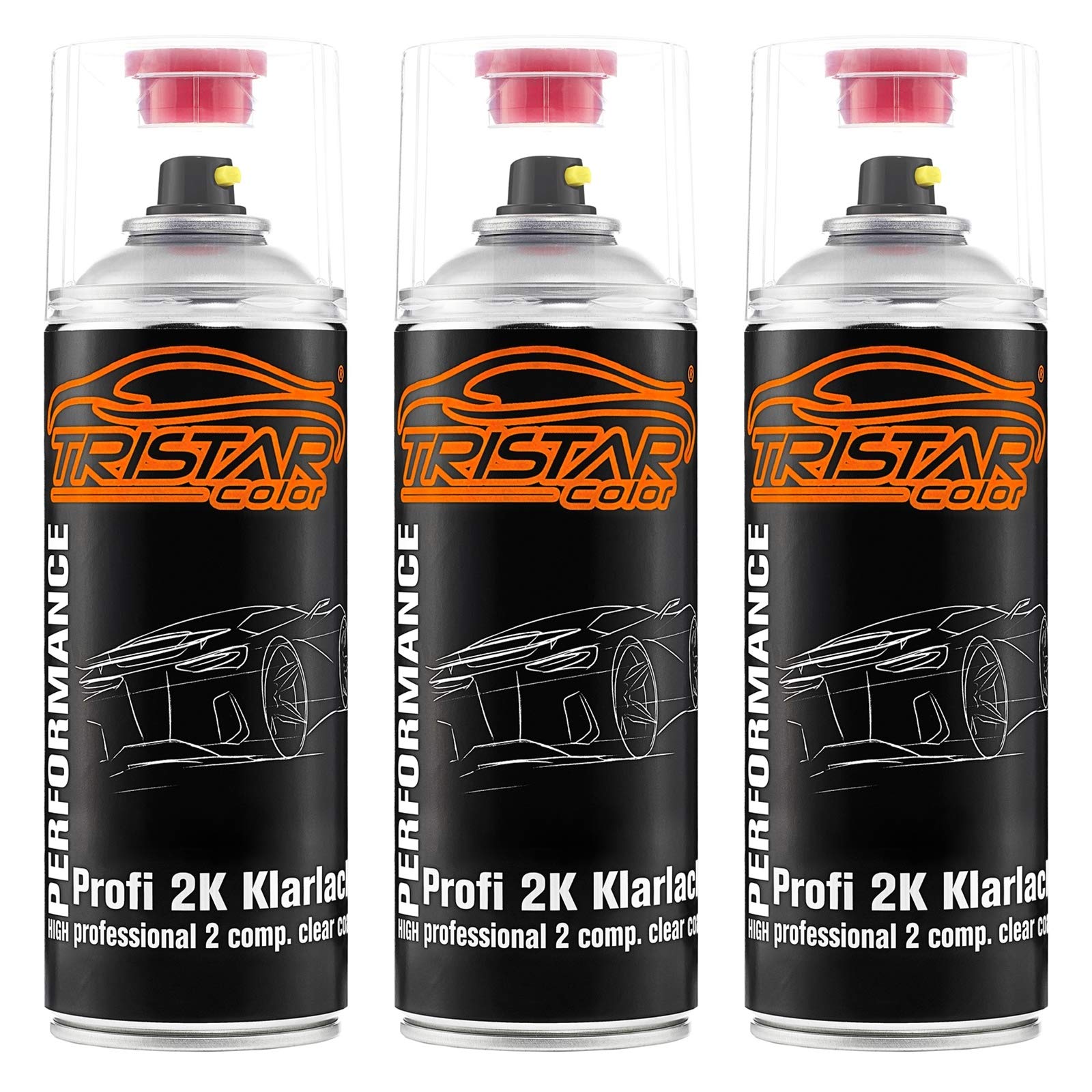 3 x 2K Spraydose Profi KLARLACK hochglänzend HS 400 ml Autolack Sprühdose