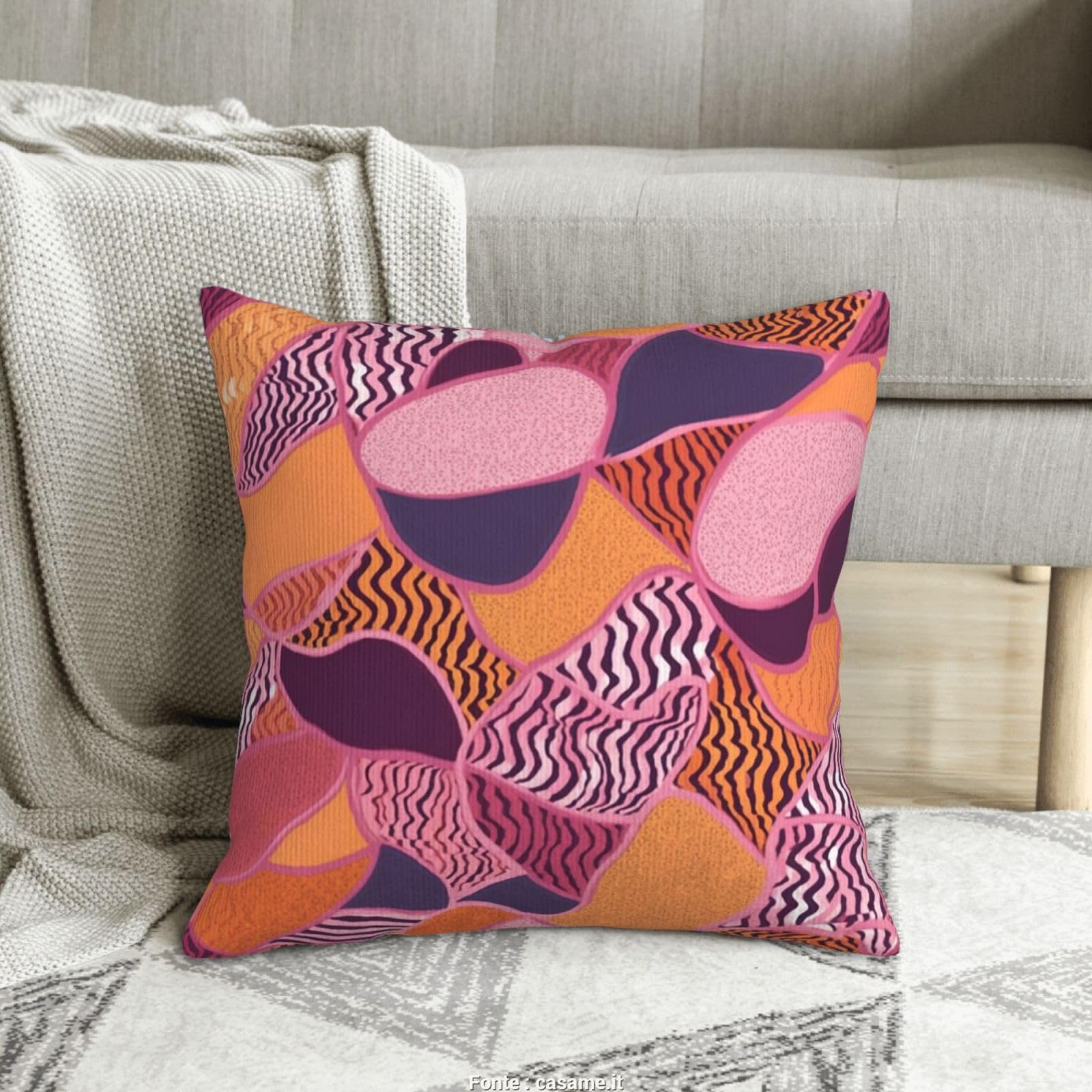 Housse de coussin en velours côtelé de qualité supérieure rose orange 50x50cm