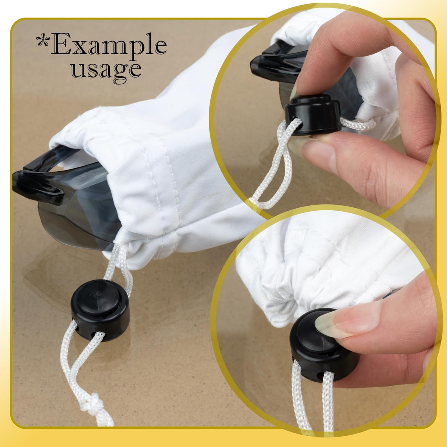 AERZETIX - Set of 12 round cord locks with 2 holes and spring - openings 4 mm - made of plastic - colour black - adjustment of laces clothing accessories
